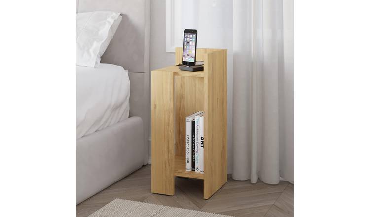 Decortie Elos Wood Effect Particleboard Bedside Table - Oak