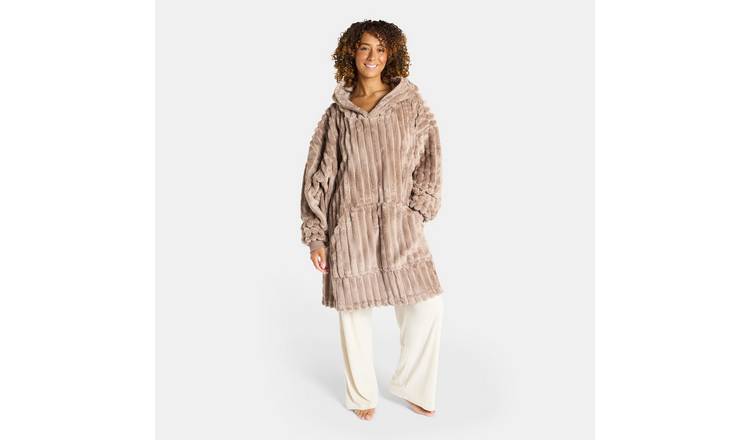 OHS Ribbed Fleece Hoodie Blanket - One Size - Mink