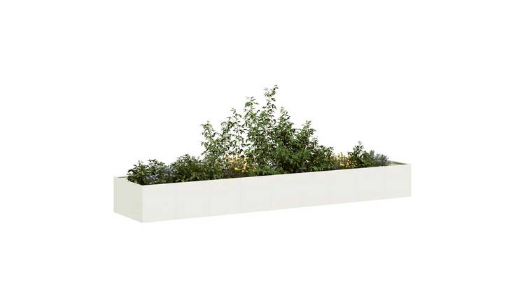 Walplus Steel Garden Planter - White - 360 x 80 x 40 cm