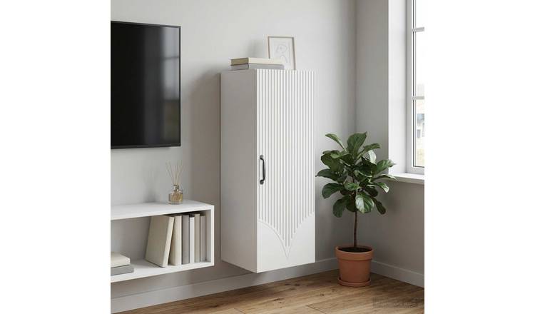 Walplus 1 Door Wood Wall Cabinet Wide Unit - White - 33 x 34.5 x 90 cm