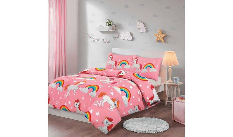 HomeSpace Direct Unicorn Pink Duvet Cover Set - Single
