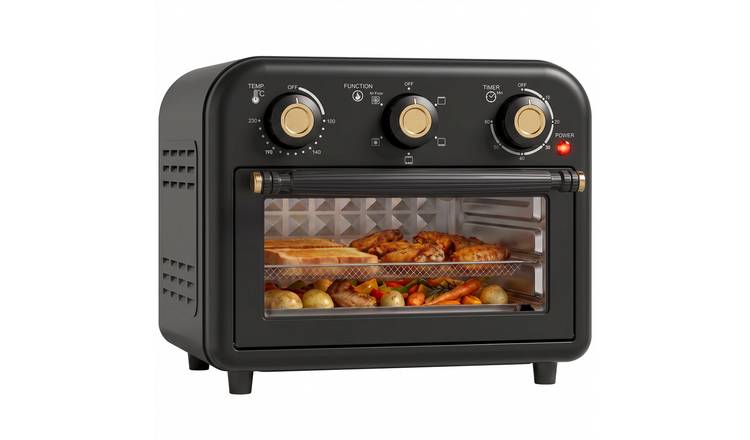 HOMCOM 12 L Air Fryer Oven with Knob Controls and Baking Tray - Black