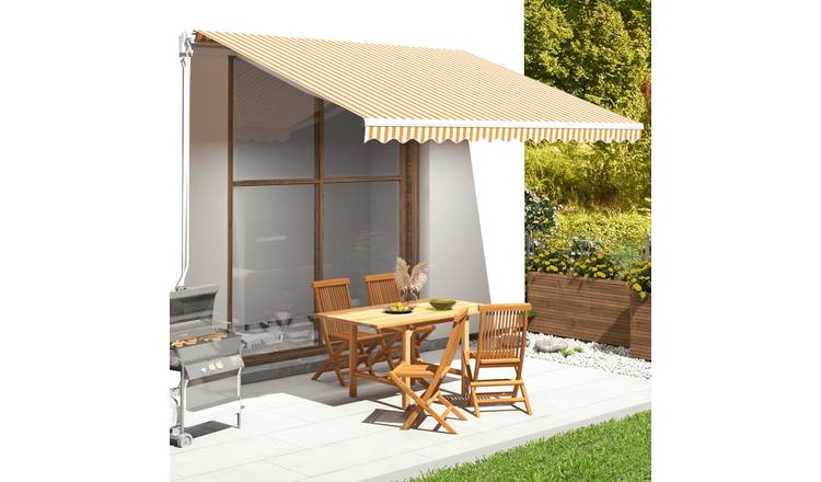 Walplus Polyester Awning - Yellow and White - 400 x 350 cm - 380 x 345 cm Fabric