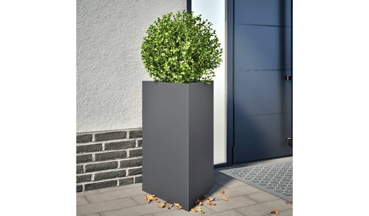 Walplus Pack of 2 Steel Garden Planter - Anthracite - 50 x 43 x 75 cm