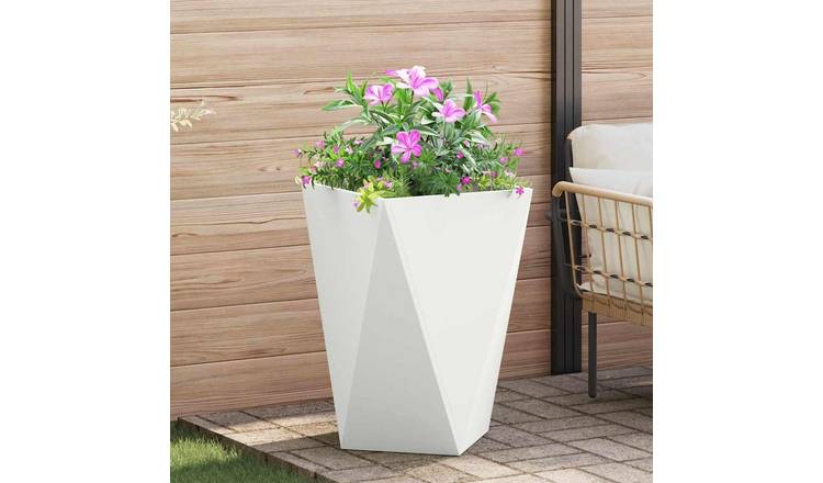 Walplus Steel Garden Planter - White - 50 x 50 x 75 cm