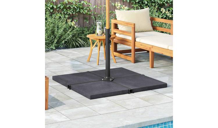 Walplus Umbrella Weight Plate Granite Small Heavy - Black - 47 x 47 x 4.5 cm