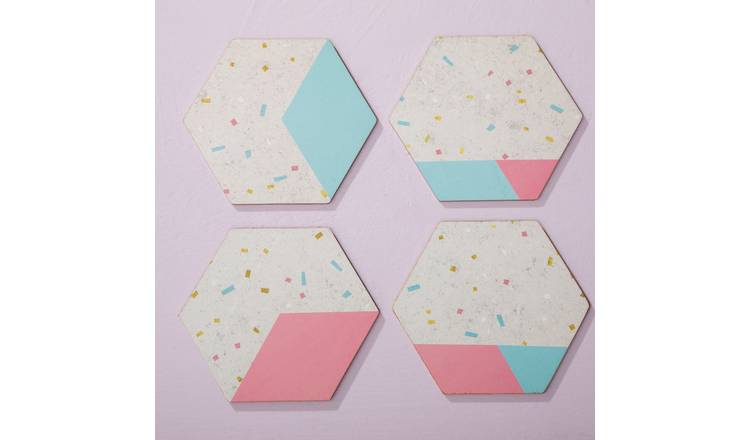 Orsina Set Of 4 Mimo Hexagonal Cork Coasters - Assorted