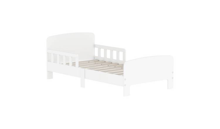 AIYAPLAY MDF Kids Toddler Bed Frame with Safety Side Rails - White