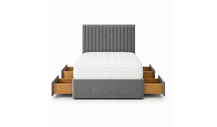 Comfy Deluxe 4ft Small Double  4 Drawer   Suede  Divan Bed Set -  Grey