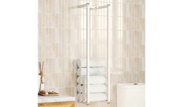 Walplus Steel Towel Rack - White - 25 x 20 x 95 cm
