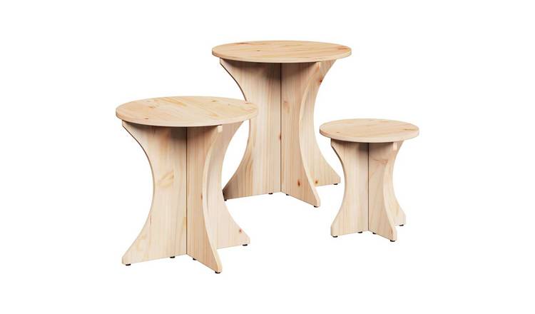 Walplus Pack of 3 Coffee Table - Natural - 46 x 46 x 47 cm