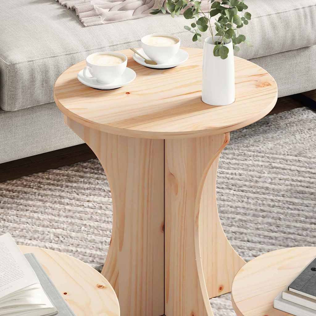 Walplus Pack of 3 Coffee Table - Natural - 46 x 46 x 47 cm - Image 3