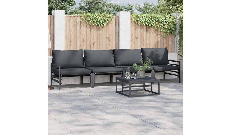 Walplus 4 Piece Metal Garden Sofa Set - Black - 77 x 18.9 cm