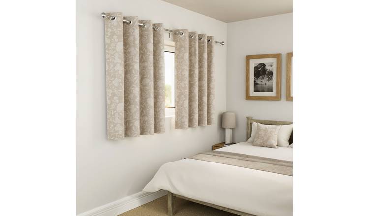 Enhanced Living Haiti Floral Blackout Eyelet Curtains - 117 x 137cm - Cream