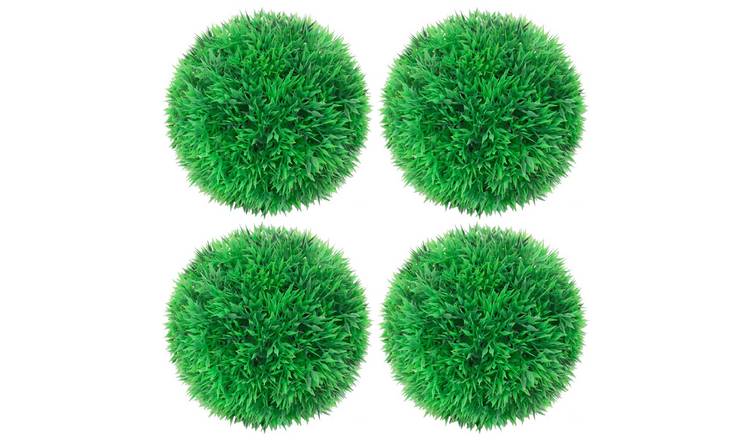 Walplus Pack of 4 Artificial Boxwood Balls - Green - 12 x 12 cm