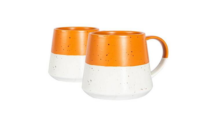 Nicola Spring Dipped Flecked Belly 370ml Coffee Mugs Pack of 2 - Burnt Orange