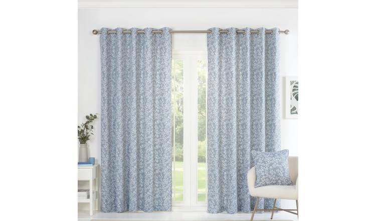 Sundour Sade Eyelet Curtains - Blue - 229 x 229cm