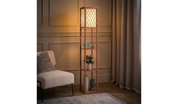 HOMCOM Modern Floor Lamp with Fabric Lampshade - Brown