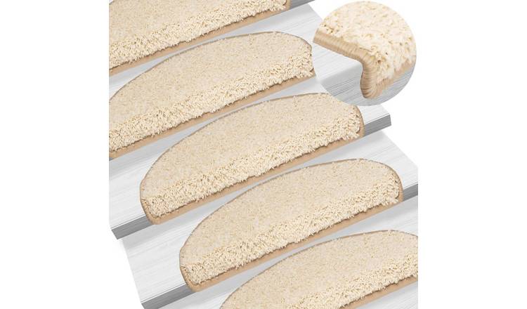 Walplus Pack of 15 Half Round Polypropylene Stair Mats - Cream - 65 x 21 cm