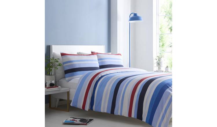Portfolio Home Simply Stripes Blue Duvet Cover Set - Super King