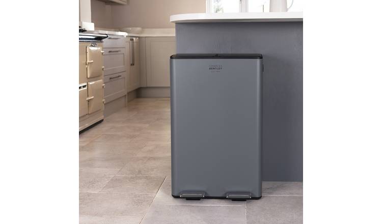 Charles Bentley 60L Double Compartment Kitchen Bin - Grey