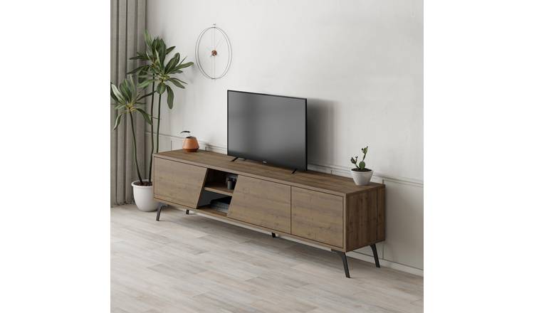 Decortie Fiona TV Stand particleboard on metal frame - Dark Oak