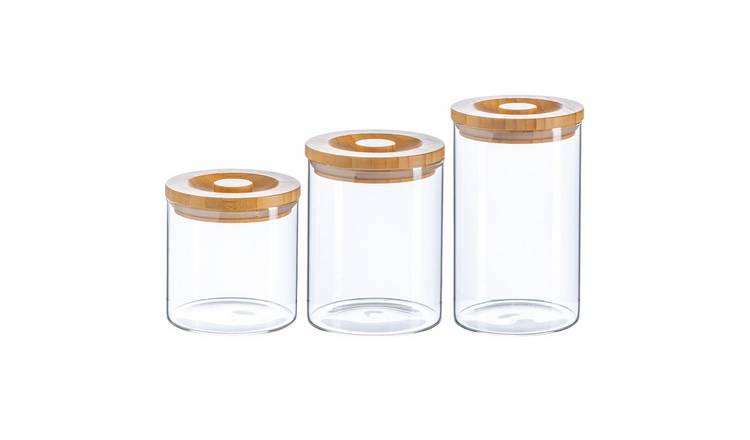 Argon Tableware Scandi Storage Jars with Wooden Lids - 3 Sizes