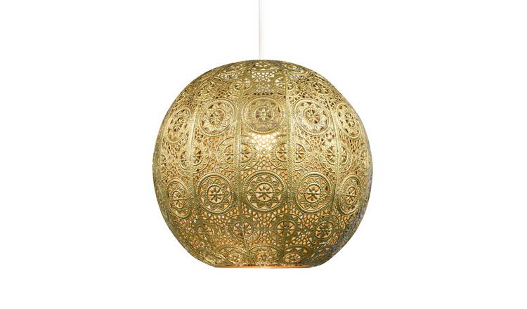 Happy Homewares Gold Spherical Vintage Moroccan with Floral Pendant Shade - 30cm