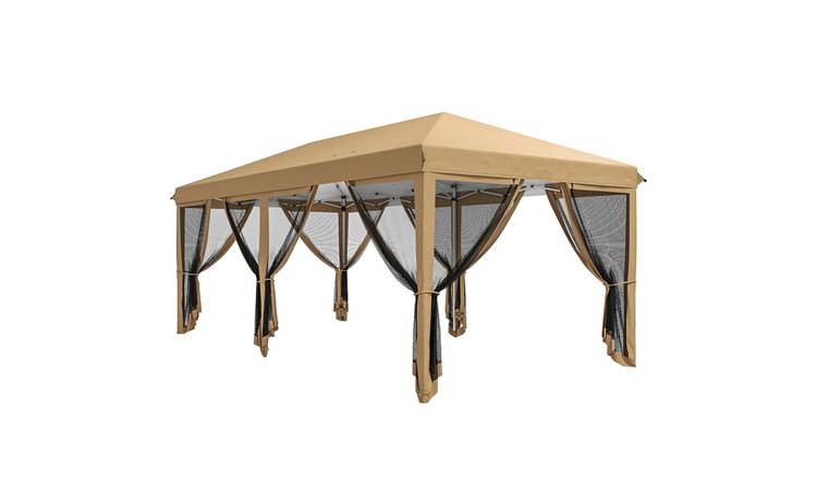 Outsunny Pop Up 6 Mesh Wall Gazebo – Beige