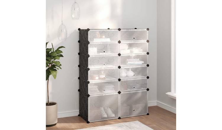 Walplus Plastic Shoe Rack - Black - 94 x 37 x 125 cm