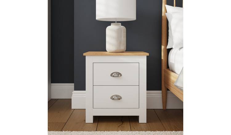 GFW Lancaster 2 Drawer Bedside - White