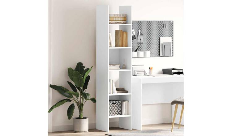 Walplus Engineered Wood Book Cabinet - White - 40 x 35 x 180 cm