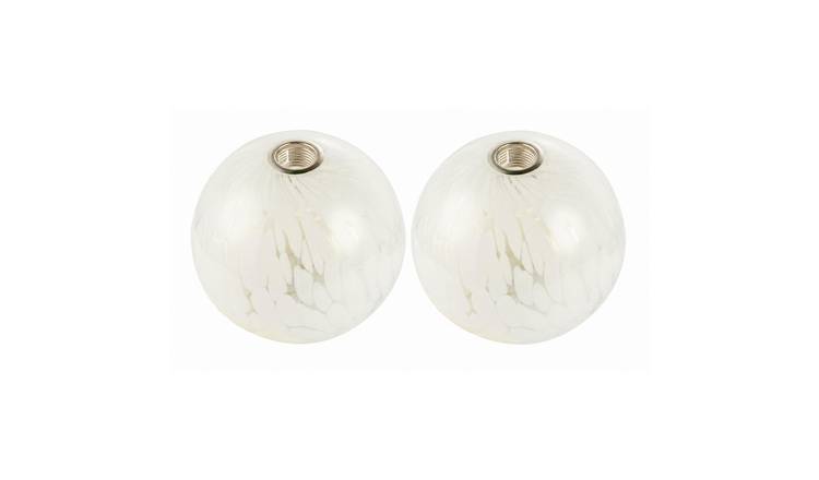 Happy Homewares Pair of Round White Snowflake Glass for G9 Pendant Shade - 12cm