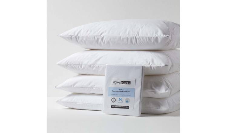 Homescapes Pack of 4 Waterproof Pillow Protectors