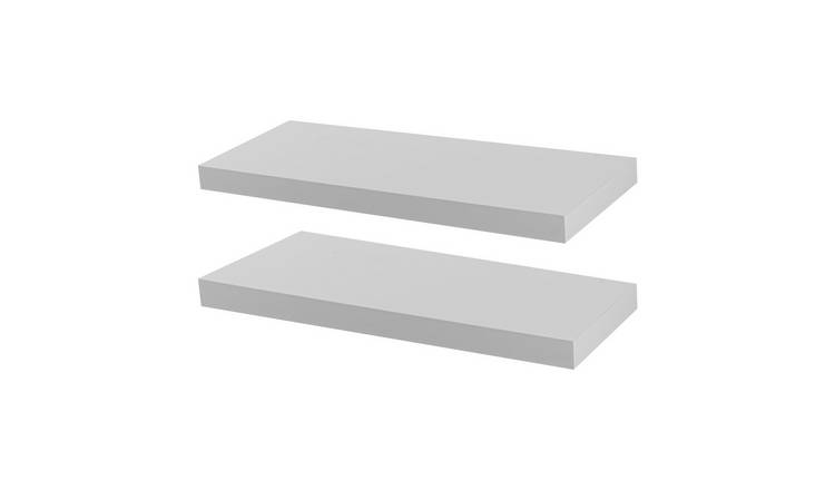 Harbour Housewares Contemporary Floating Wall Shelves - White - Set of 2