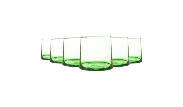 Nicola Spring Merzouga Recycled Glass Tumblers - 200ml - Green - Pack of 6