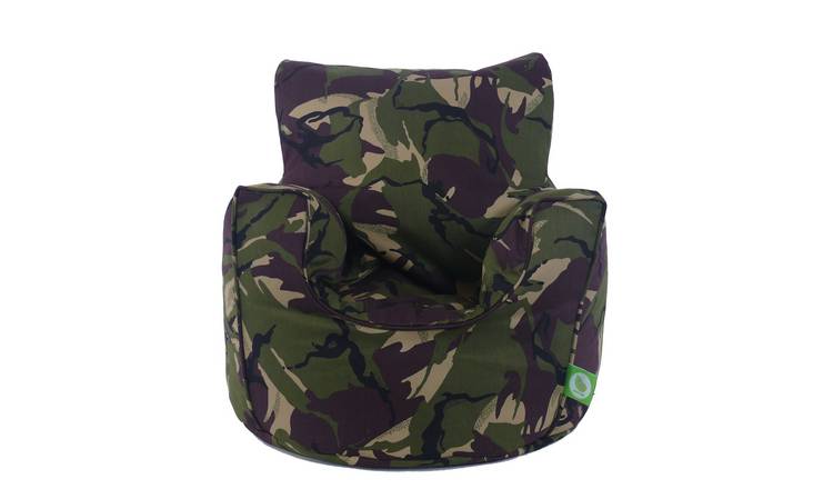 Bean Lazy Army Camo Cotton Bean Bag Armchair Toddler Size Green