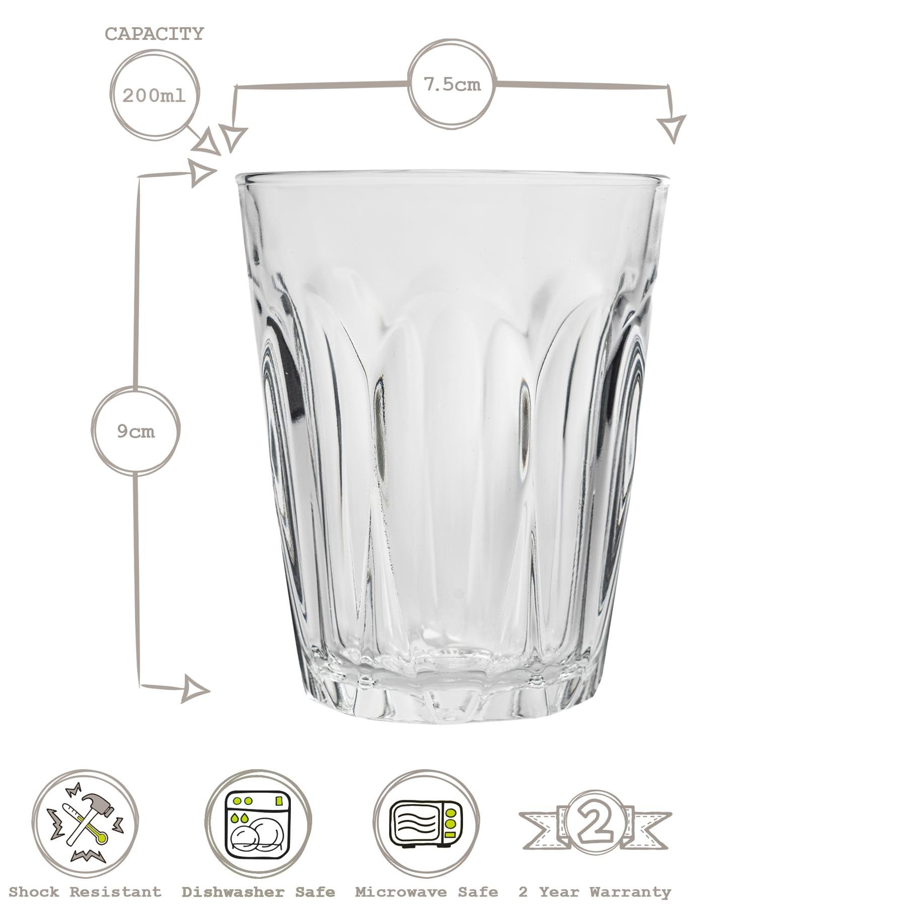 Duralex Provence 220ml Drinking Glass Tumblers - Pack of 6 - Image 3