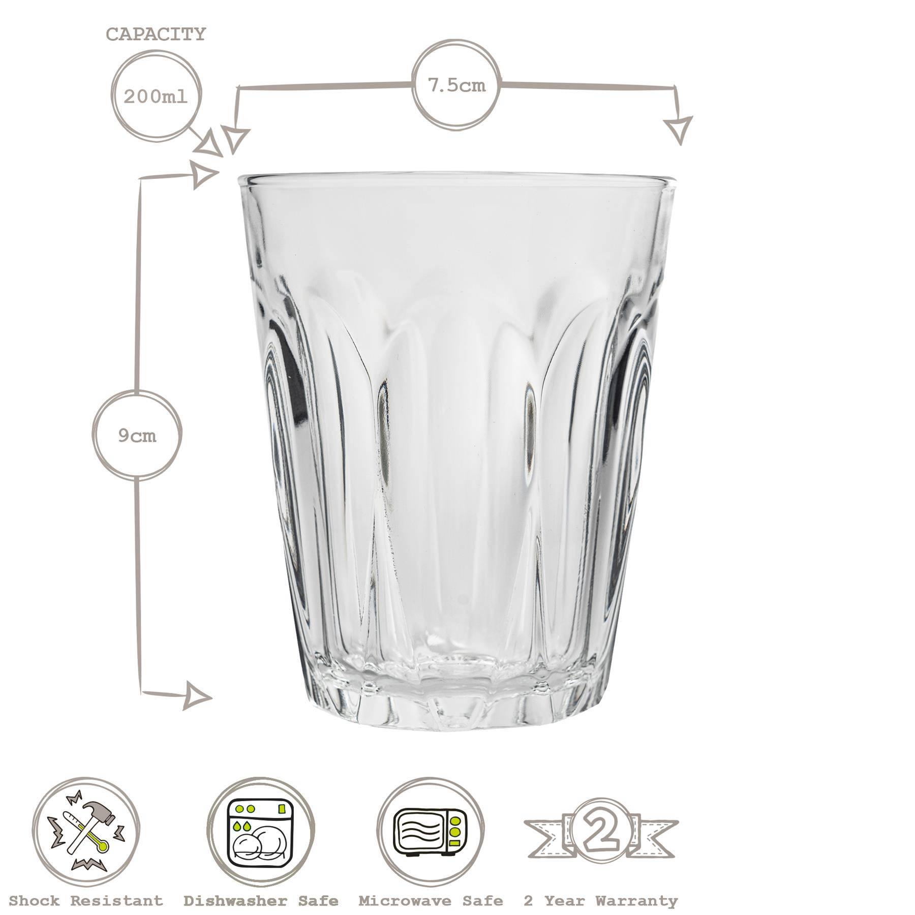 Duralex Provence 220ml Drinking Glass Tumblers - Pack of 6 - Image 3