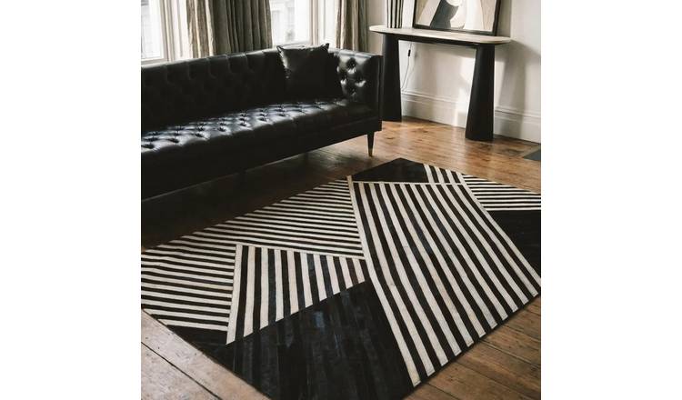Orsina Black and White Bosie Safira Stripes Rug - 120 x 170cm