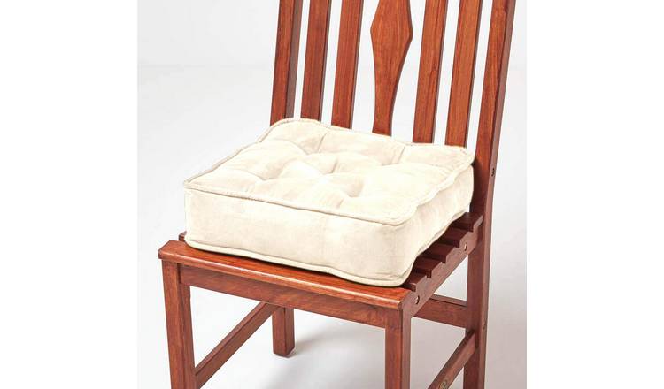 Homescapes Faux Suede Dining Chair Booster Cushion - Cream