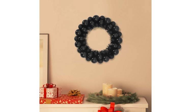 Walplus Pack of 2 Christmas Baubles - Black - 33 x 33 x 7 cm