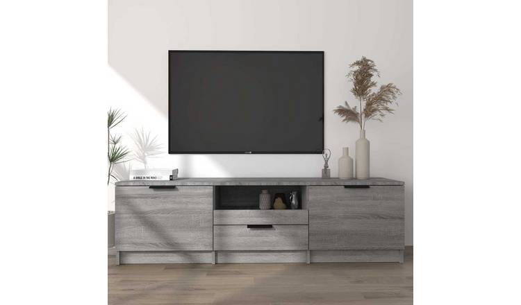 Walplus Engineered Wood TV Cabinet - Grey and Oak - 140 x 35 x 40 cm