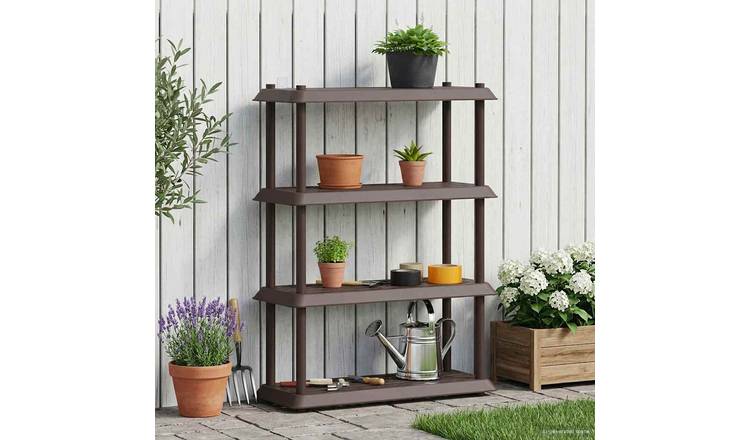 Walplus 4 Tier Shelving Unit - Brown - 100 x 40 x 136.5 cm
