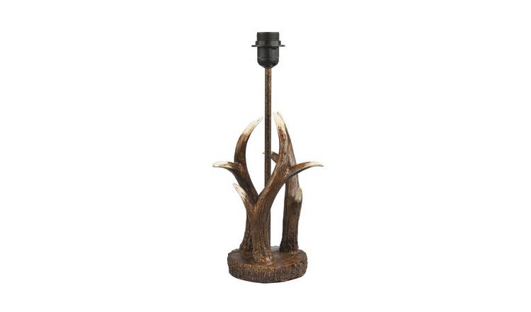Happy Homewares Bronze Antler Resin Base in a Rustic Bronze Table Lamp - 19cm