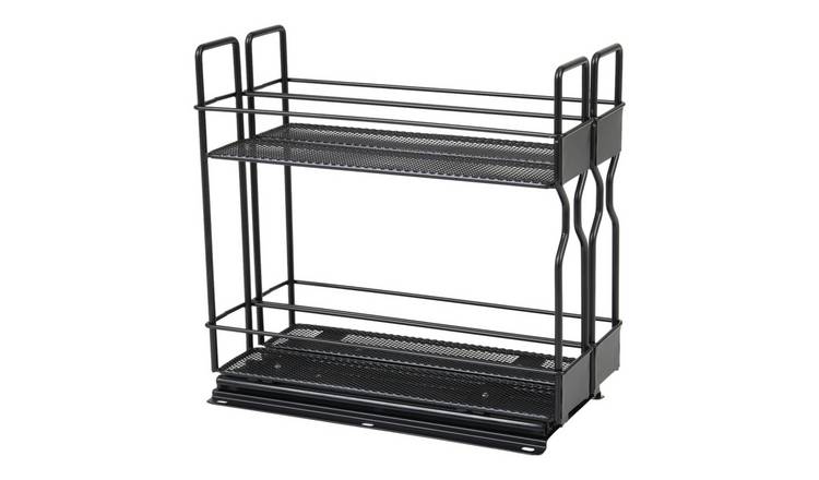Living and Home Sliding Metal Spice Rack - Black
