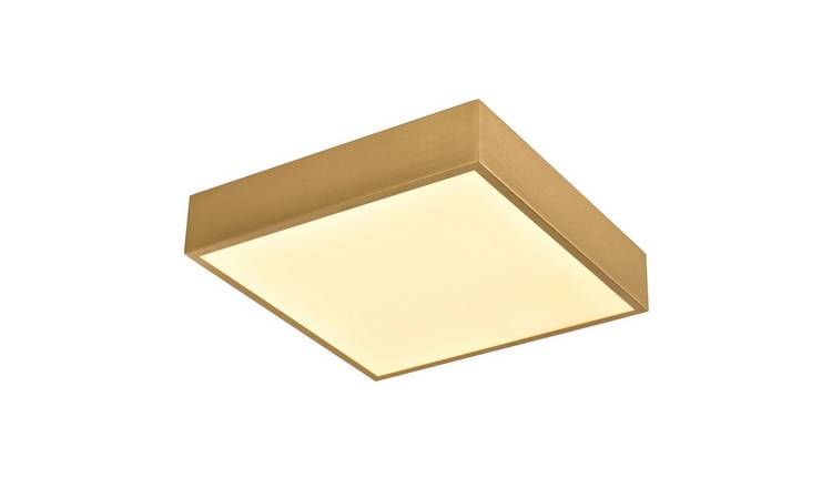 Happy Homewares Gold LED Flush Square in Brushed Gold Ceiling Light - 30cm