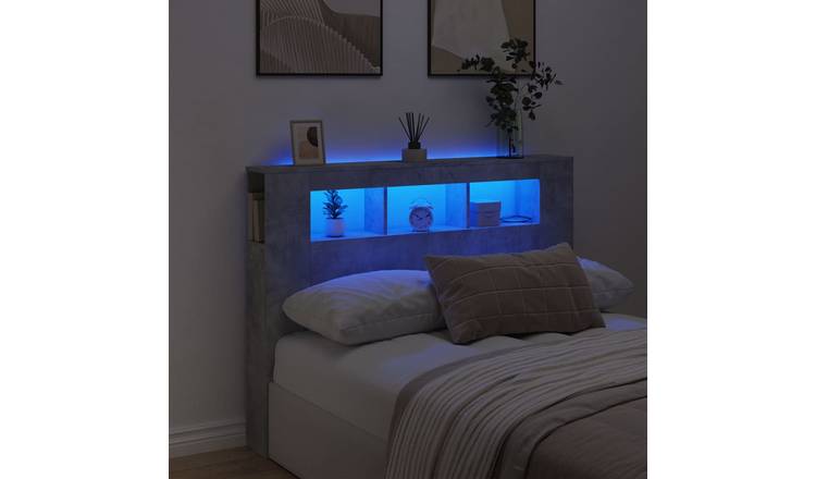 Walplus Engineered Wood LED Headboard - Granite Grey - 140 x 18.5 x 103.5 cm