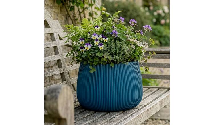 Dibor Small Fibre Clay Outdoor Garden Planter – Blue