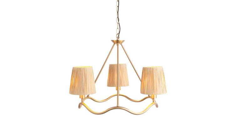 Loops Direct Steel Raffia 3-Light Pendant - Brushed Aged Brass